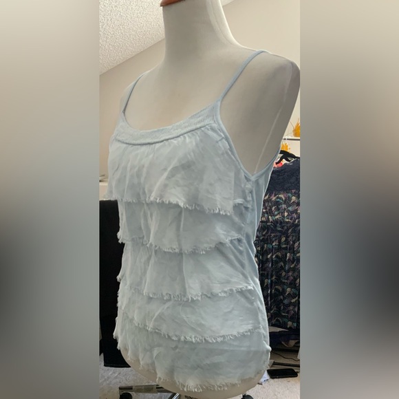 NT, NWOT Made In Italy, 100%  pale Blue 100% Silk Tank Top., dress up or down. M - Picture 3 of 6